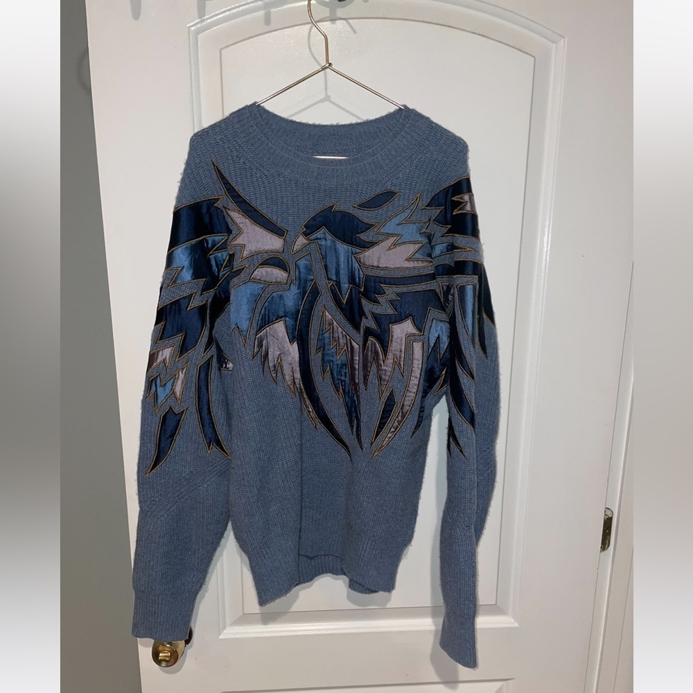 New! Zadig & Voltaire Kanson Phoenix Cashmere Blue Sweater 💙 Small ✨ Rare - Picture 7 of 13
